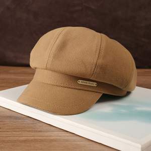 Sombrero octogonal con letras nuevas para otoño e invierno al por mayor, Boina de pintor versátil Retro de estilo japonés, sombrero grande de pico de pato - Product Image 5