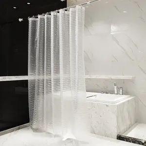 定制Cortinas De Bano，热卖防水透明浴室窗帘，酒店PEVA 3D水波浪浴帘