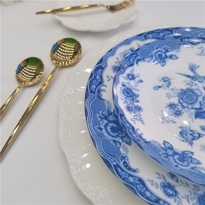 Vajilla de Cerámica Floral China, Platos de Cena Azules y Blancos, Juego de Vajilla Redonda, Platos de Porcelana - Product Image 2