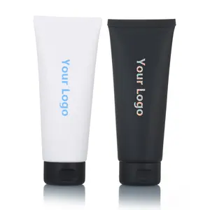 empty 5ml 10ml 15ml 20ml 1oz 50ml 100ml black white PET plastic squeeze tube hand cream lotion facial cleanser tube