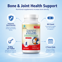 Comprimés de Glucosamine, Chondroïtine et Calcium Changxing, 60 unités, améliore la densité osseuse pour les adultes d'âge moyen, 2 fois par jour, 0,85 g