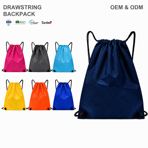 Mochila con cordón a prueba de salpicaduras, duradera, de poliéster antidesgarro, ligera, con ojales, para el gimnasio o viajes diarios - Product Image 1