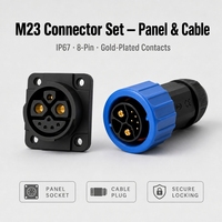 Connecteur circulaire étanche LNLEE M23 2+1+5 8 broches à verrouillage automatique pour batterie au lithium, prise mâle et prise femelle pour panneau