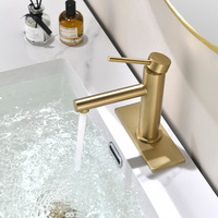 Robinet de lavabo de salle de bain moderne à poignée unique en laiton avec cartouche céramique, finition nickel brossé, fournisseur d'usine, garantie 5 ans