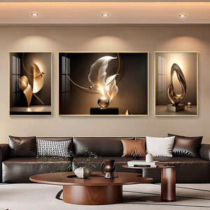 Decorazione Murale per Casa, Triptico di Design Elegante e Astratto, Quadro in Porcellana Cristallina per Soggiorno, Hotel, Ufficio, Caffetteria - Product Image 2