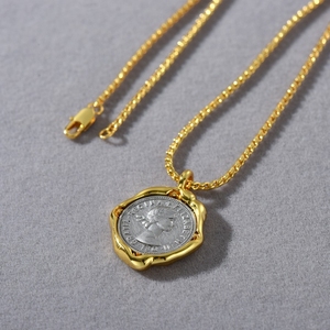 Thời Trang Cổ Điển Đồng Mạ 18K Vàng Độc Đáo May Mắn Đồng Xu Chuỗi Vòng Đeo Tay Vòng Cổ Bộ Đồ Trang Sức Nhà Máy Bán Buôn - Product Image 5