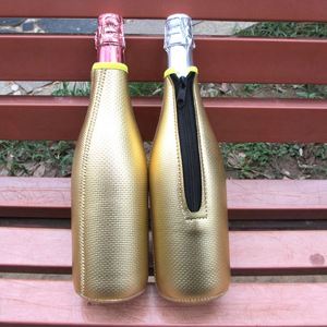 RYO Neoprene Waterproof Insulated 750ml Single Bottle Wine Tote Travel Carrier Bag Zipper Closure Anti-slip Metallic <b>Cooler</b> - Product Image 6