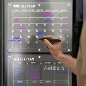 Calendario Magnético Reutilizable de Acrílico Personalizado con Marco para Fotos y Tablero de Notas para Refrigerador - Product Image 1