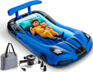 Cama Inflable de Viaje para Niños con Forma de Auto de Carreras, con Barandas de Seguridad para Niños Pequeños, para Acampar en Casa - Product Image 1