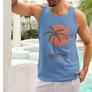 قمصان رجالية بدون أكمام مخصصة للشاطئ، مريحة وقابلة للتنفس، بتصميم عصري مطبوع للعطلات والشاطئ - Product Image 1