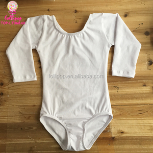 Leotardo de <span class=keywords><strong>Gimnasia</strong></span> Rítmica de Manga Larga Blanco al por Mayor para Niñas, Talla 2-10 Años, Tela de Nailon y Elastano para Disfraces de Danza - Product Image 2