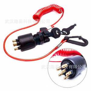 Interrupteur à clé de contact Evinrude Johnson avec cordon de sécurité 5005801 175974 pour remplacement de moteur de bateau - Product Image 5