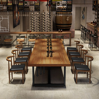 Table à manger en bois massif de style loft industriel rétro, ensemble de chaises longues en fer pour restaurants, meubles de restaurant