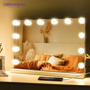 กระจกโต๊ะเครื่องแป้งสำหรับห้องนอนไฟ LED 12หลอดใหญ่สีขาว12หลอดแบบทัชสกรีนสำหรับห้องนอน