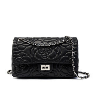 Nuevo Bolso Bandolera de Hombro de Estilo Elegante, Hecho con Cuero Genuino de Cabra Alpina, con Textura de Diamante, para Mujer - Product Image 1