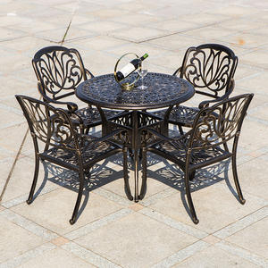 Ensemble bistro <span class=keywords><strong>patio</strong></span> 5 pièces en aluminium coulé-Table d'extérieur ronde en métal avec trou pour parapluie et <span class=keywords><strong>4</strong></span> chaises de jardin pour terrasse - Product Image 5