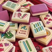 Jeu de tuiles de Mahjong Queen America en acrylique/mélamine double couche, couleur rouge violacé de luxe, pliable, durable, écologique et portable