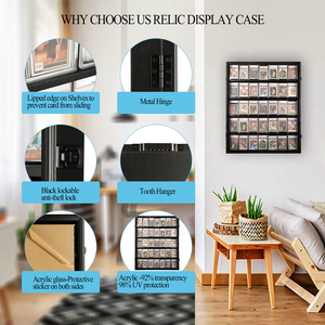 35 phân loại thẻ sưu tập hiển thị khung dọc màu đen tủ tường có thể khóa thẻ thể thao hiển thị trường hợp với <span class=keywords><strong>Acrylic</strong></span> rõ ràng - Product Image 4