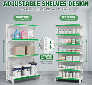 Estanterías Metálicas Resistentes para Supermercados, Estanterías para Tiendas de Conveniencia, Góndolas de Exhibición, Estantes para Alimentos, 4 Niveles - Product Image 4