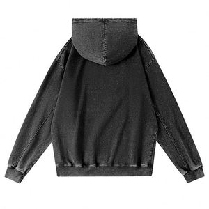 Sweat-shirts à capuche surdimensionnés vintage en coton 100% 300 g/m² pour streetwear, personnalisables avec logo, effet délavé à l'acide, vente en gros - Product Image 3