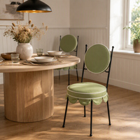Chaises de salle à manger d'extérieur rembourrées en métal avec dossier rond et coussin amovible, haute qualité, prix usine, en vente