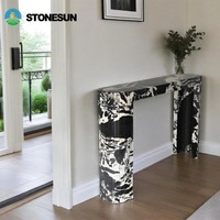 Table console en marbre naturel noir Napoléon personnalisée StoneSun, mobilier d'entrée moderne de luxe en marbre pour la maison ou l'hôtel