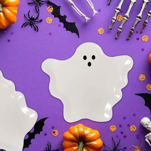 Assiettes en <span class=keywords><strong>carton</strong></span> blanc jetables carrées modernes imprimées personnalisées pour <span class=keywords><strong>Halloween</strong></span>, fantômes, pour la décoration de la table de fête à domicile - Product Image 6