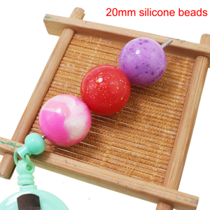 ลูกปัดซิลิโคนกลมแบบเหลววิบวับสีนีออนเงาขนาด 20 มม. สำหรับทำปากกา DIY ขายส่งแบบใหม่ - Product Image 2