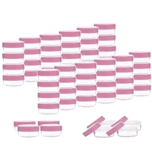 Tiny 3G Clear Lege Container Plastic Zalfpotje Met Roze Deksel Voor Make Up, Oogschaduw, nagels, Poeder, Verf, Sieraden