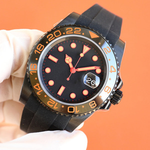 Montre de luxe pour hommes, style samouraï noir, cristal saphir, bracelet en acier inoxydable, résistance à l'eau 1000m, Date automatique - Product Image 2