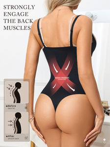 <span class=keywords><strong>Body</strong></span> sculptant noir pour femme, effet ventre plat, string, fermeture avant, bretelles fixes, sans couture, doux, respirant, usage quotidien - Product Image 4