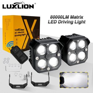 SENLO X7 Nouveauté Feux de conduite miniatures bicolores 12V Lentille bleue LED Feux de route et de croisement antibrouillard pour voitures et motos - Product Image 1