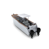 Nouveau Catamaran Familial de Luxe en Aluminium OEM 7,3m de Ponte, 2,46m de Console Centrale, Bateau de Pêche avec Moteur Hors-Bord à Essence, Durable et Grande Capacité de Charge