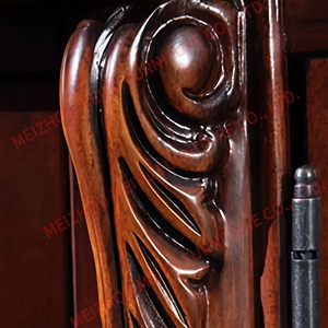 Gabinete de Almacenamiento de Madera Maciza Tallado a Mano de Primera Calidad con Puerta de Vidrio, Cajones y Estantes - Vitrina Alta para Vino y Decoración de 25.6 Pulgadas de Ancho - Product Image 4