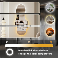Miroir intelligent à LED de forme personnalisée, étanche, à intensité variable, miroir de salle de bain pleine longueur, miroir de salon avec interrupteur tactile