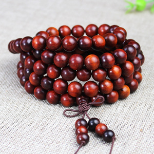 Indian Rosewood 108 Beads Buddhist Prayer <b>Bracelet</b> High Density <b>Red</b> Clay Unisex Religious Ceremony Jewelry - Product Image 1