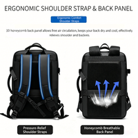 Sac à dos d'affaires multifonctionnel moderne extensible avec compartiment sec/humide, sangles de bagage, compatible unisexe, sac de voyage avec port USB