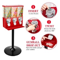 Distributeur de bonbons commercial à 3 têtes avec support, machine à bonbons à trois compartiments pour les bonbons à mâcher, les balles rebondissantes et les capsules TR103