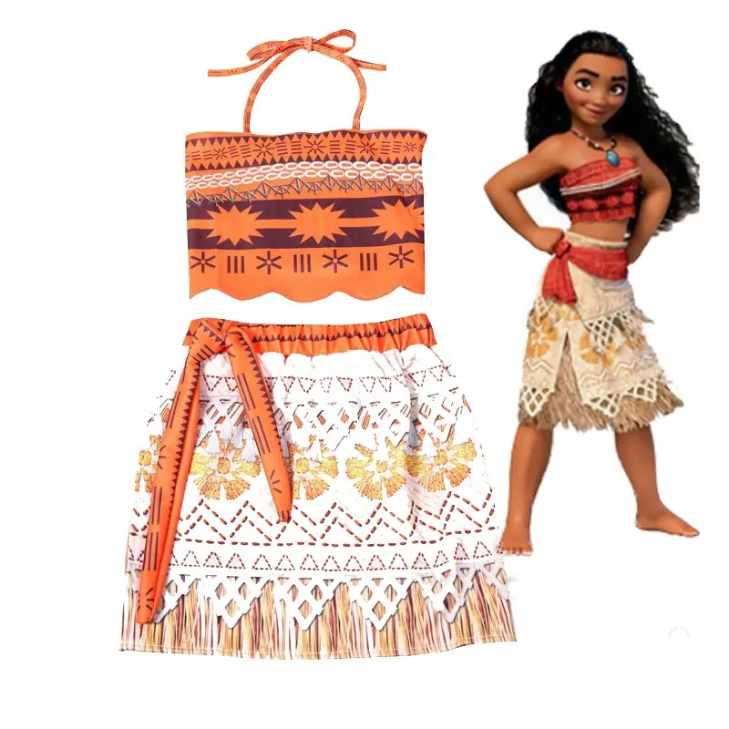 Novelty Girls Clothing Set Moana Adventure Outfit Two Piece Skirt And Top Fancy Dress Halloween Cosplay Costumes