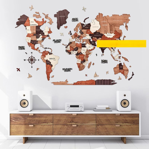 <span class=keywords><strong>Carte</strong></span> du monde en bois 3D Art grand décor mural Art mural pour la maison et la cuisine ou le bureau avec 3 options de taille différentes - Product Image 4