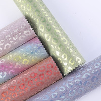 Cuir synthétique PU effet léopard brillant argenté de 0,9 mm avec paillettes imitation, idéal pour la confection de chaussures