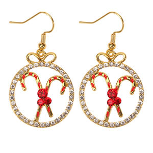 Pendientes Colgantes Navideños con Diseño de Copo de Nieve, Árbol, Estrella, Reno y Bastón de Caramelo, Joyería de Cristal Chapada en Oro para Mujer - Product Image 5