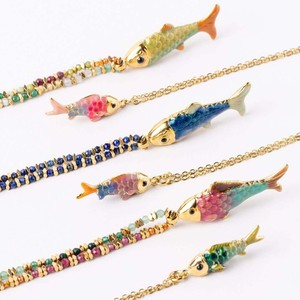 Collar de Cuerda de Color de Alta Calidad Estilo Europeo Americano con Colgante de Acero Inoxidable de Pez Marino, Popular para Fiestas, Superventas - Product Image 1