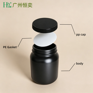 En stock, pots en plastique HDPE noir mat à large ouverture de 2000 ml, 3000 ml, 4000 ml pour beurre corporel, gommage, protéines en poudre - Product Image 5