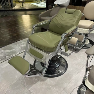 Fauteuil de barbier électrique moderne en cuir durable et écologique, haut de gamme, polyvalent, pivotant à 360 degrés, en acier, pour salon, spa et beauté - Product Image 6