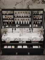 Meuble-lavabo mural moderne avec vasque, miroir intelligent et plan de travail en bois massif – Personnalisable pour appartement