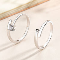 Bague de couple pour hommes et femmes personnalisée Bague en argent sterling 925 avec zircon et diamant pour mariage et fiançailles