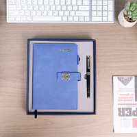 Spirale A5 cahier ensemble boucle en métal épaissi journal d'affaires livre avec cuir PU couverture en bois pour bureau conférence boîte-cadeau