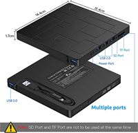 DVD-RW pour ordinateur portable de lecteur de CD/ DVD externe USB3.0 extra-mince de haute qualité 7in1 avec port type-c pour ordinateur de bureau et ordinateur portable
