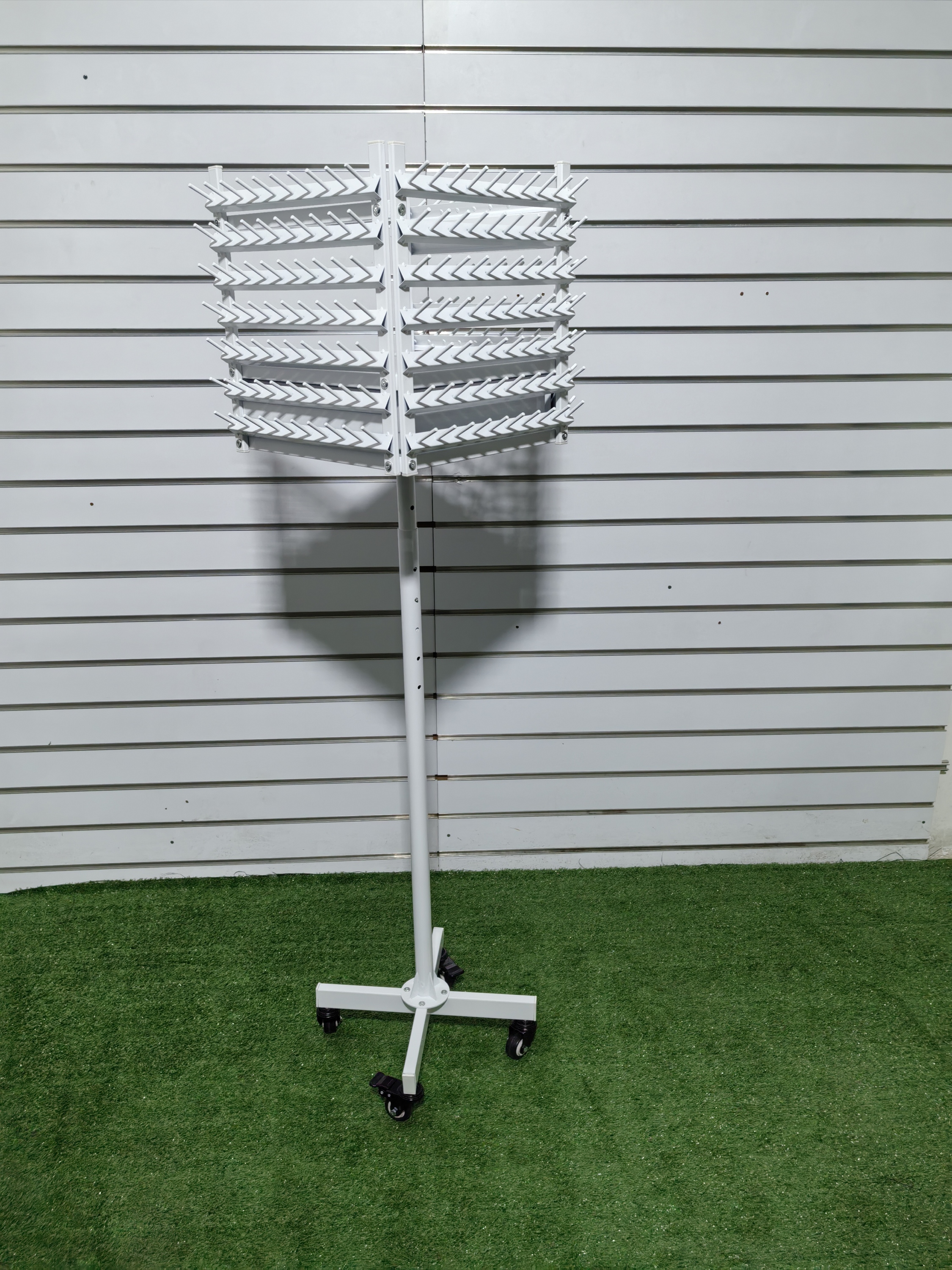 Hairpiece Display Rack Metal Floor Stand Display Rack with Hooks for Hairdressing Shop — view 5